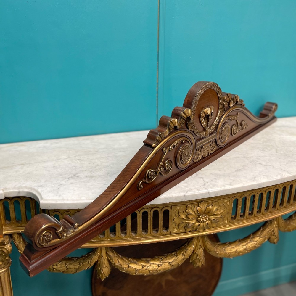 19th century French mahogany and brass pediment View III