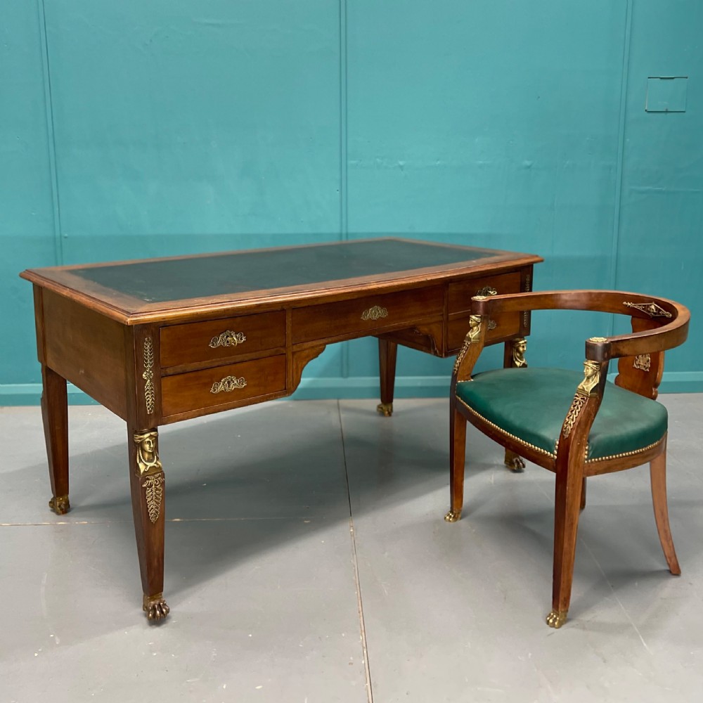 French Empire partners desk with matching chair