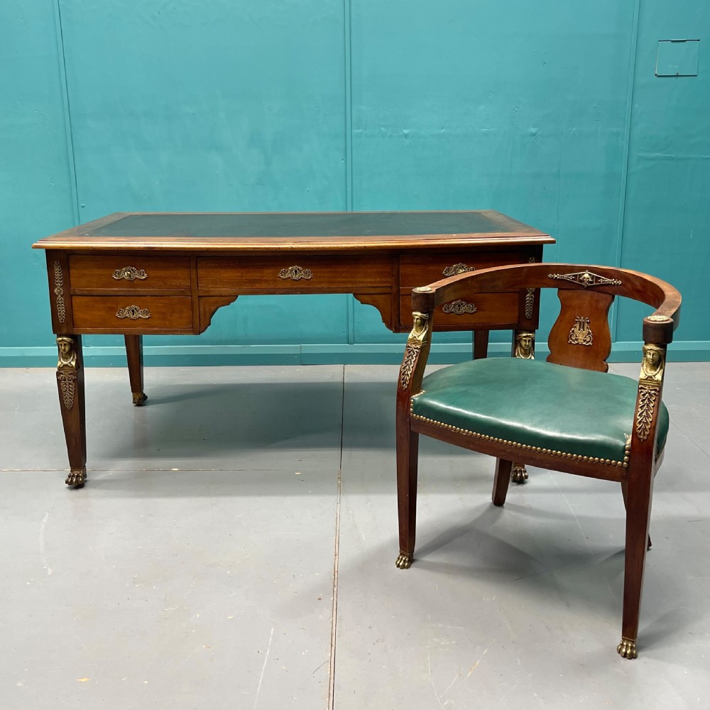French Empire partners desk with matching chair View II