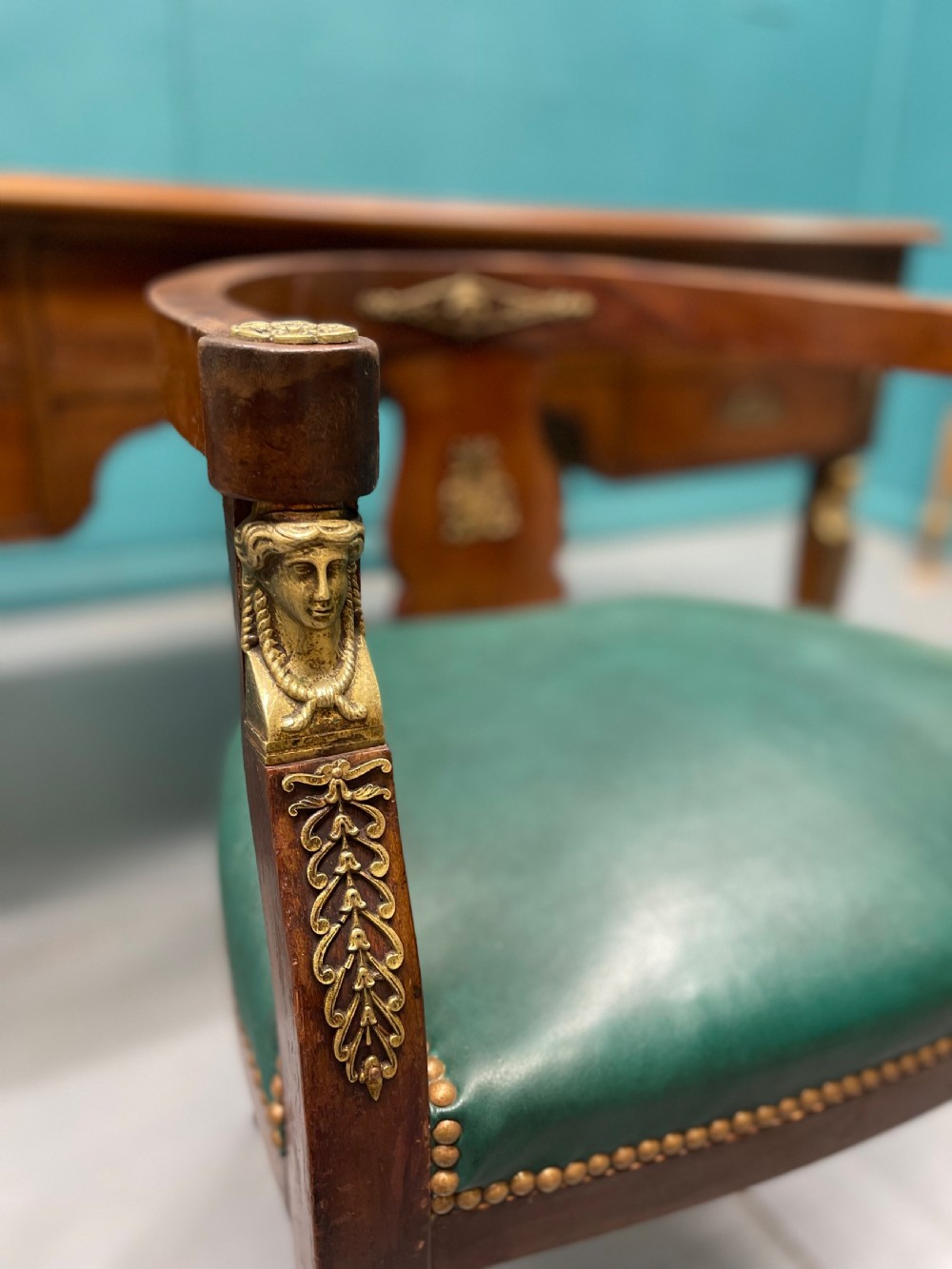 French Empire partners desk with matching chair View XI