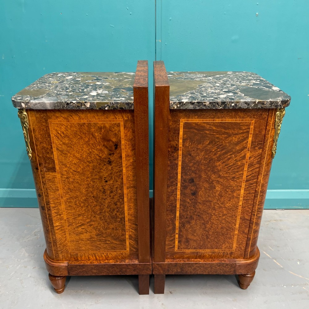 Pair of French burr walnut bedside cabinets View V
