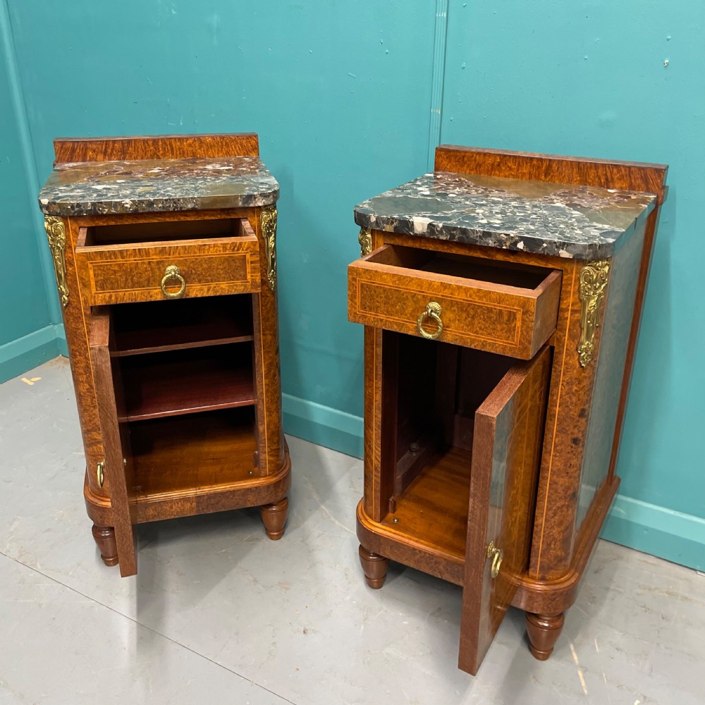 Pair of French burr walnut bedside cabinets View VII