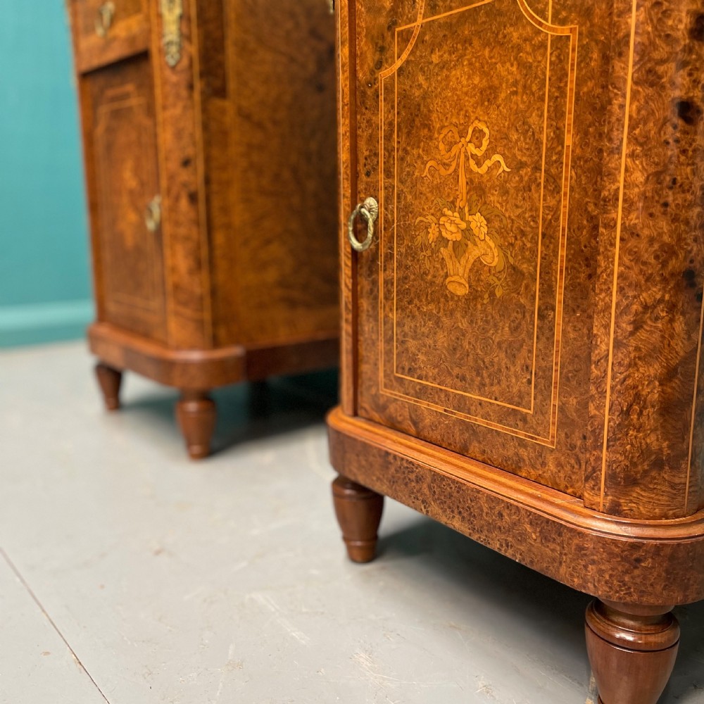 Pair of French burr walnut bedside cabinets View VIII