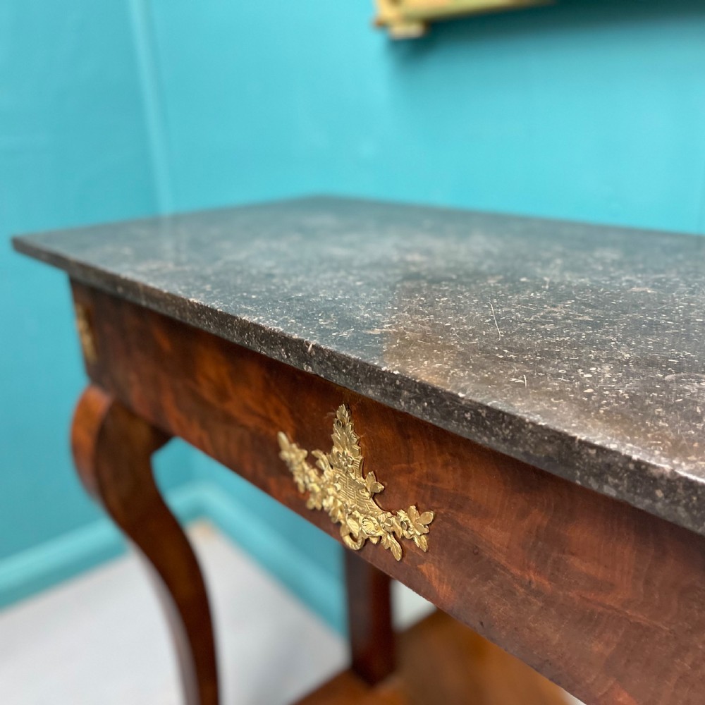 French Empire mirror back marble top console table  View II