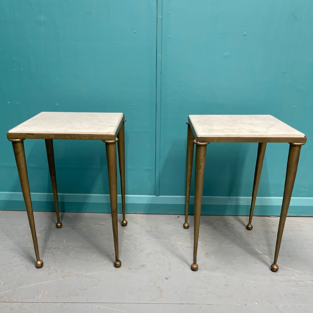 Pair of Art Deco style marble top side tables