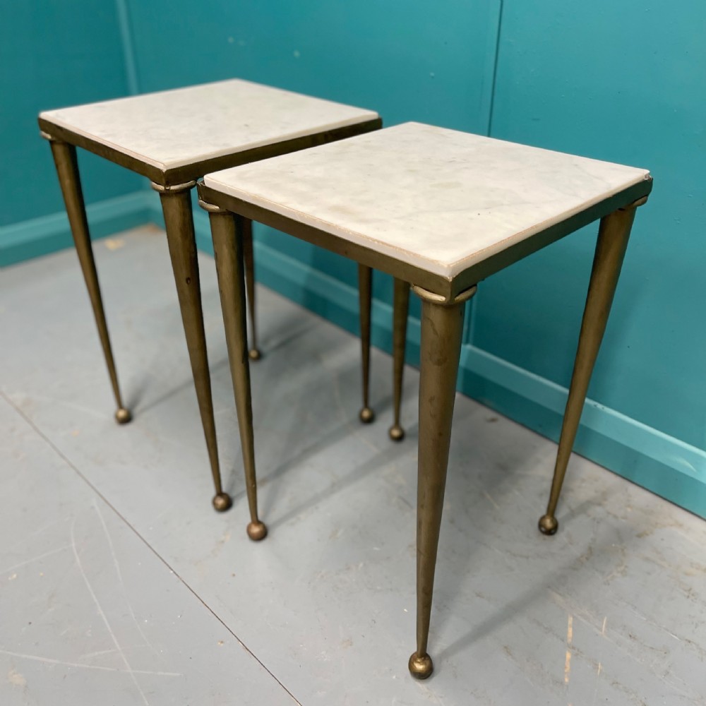 Pair of Art Deco style marble top side tables View III