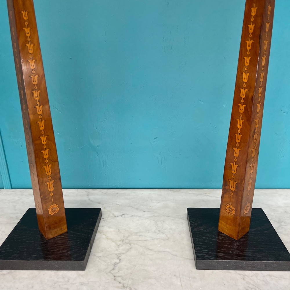 Pair of Sheraton revival marquetry table lamps  View III