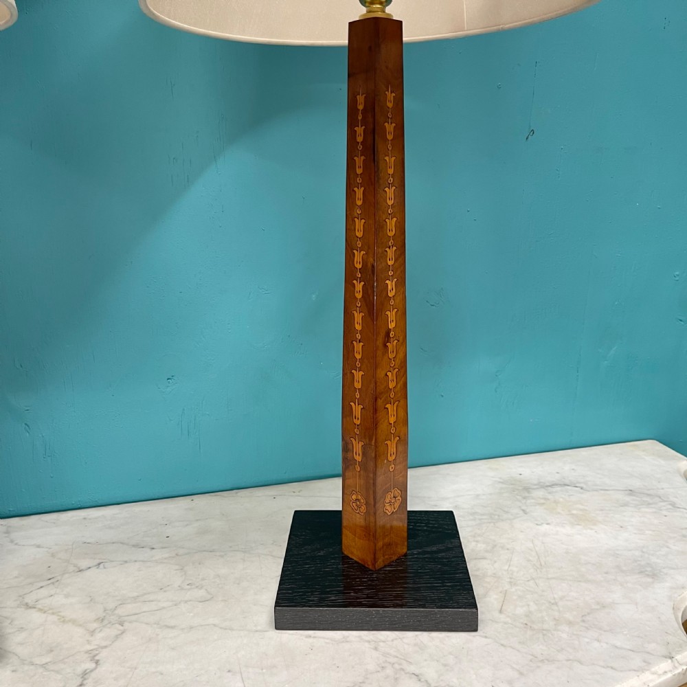 Pair of Sheraton revival marquetry table lamps  View VI
