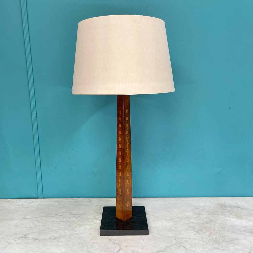 Pair of Sheraton revival marquetry table lamps  View VII