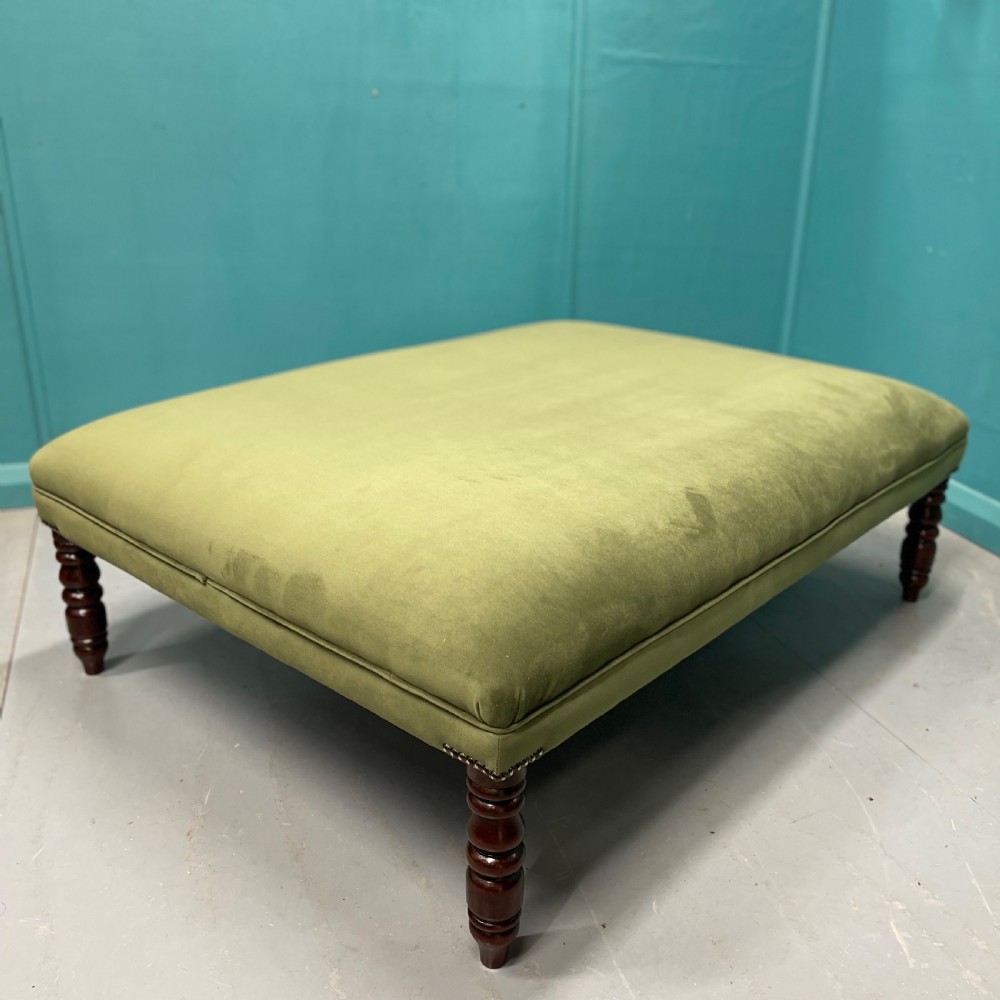 Large newly upholstered crushed velvet ottoman footstool