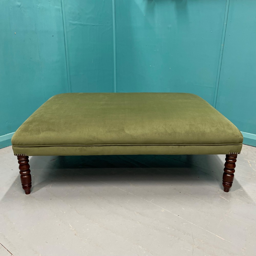 Large newly upholstered crushed velvet ottoman footstool View II
