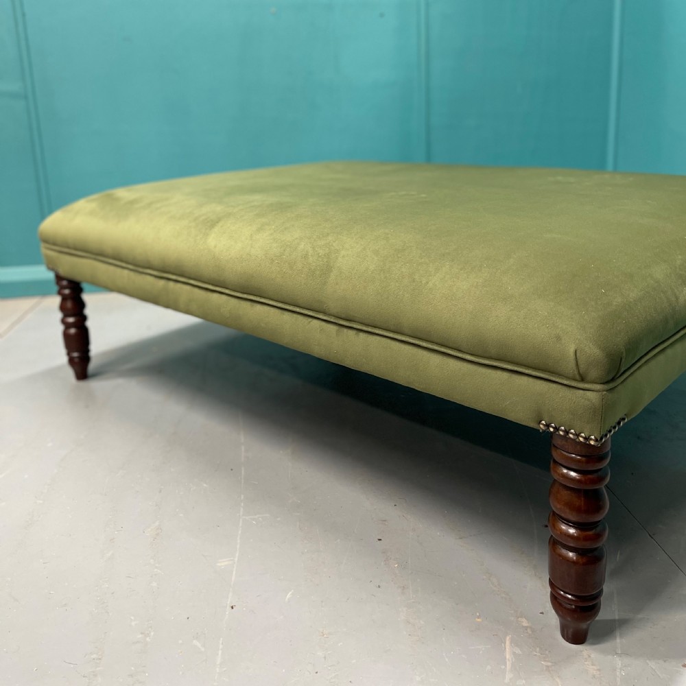Large newly upholstered crushed velvet ottoman footstool View III