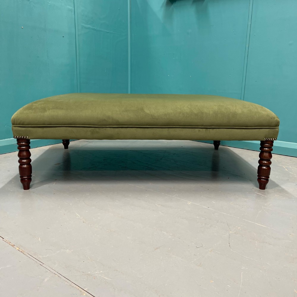 Large newly upholstered crushed velvet ottoman footstool View IV