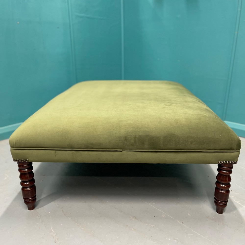 Large newly upholstered crushed velvet ottoman footstool View V