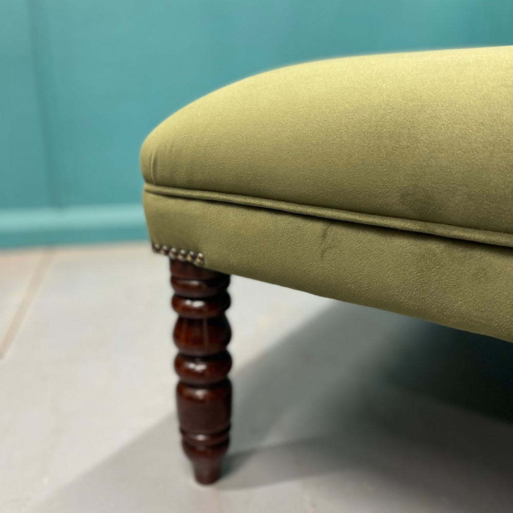 Large newly upholstered crushed velvet ottoman footstool View VI