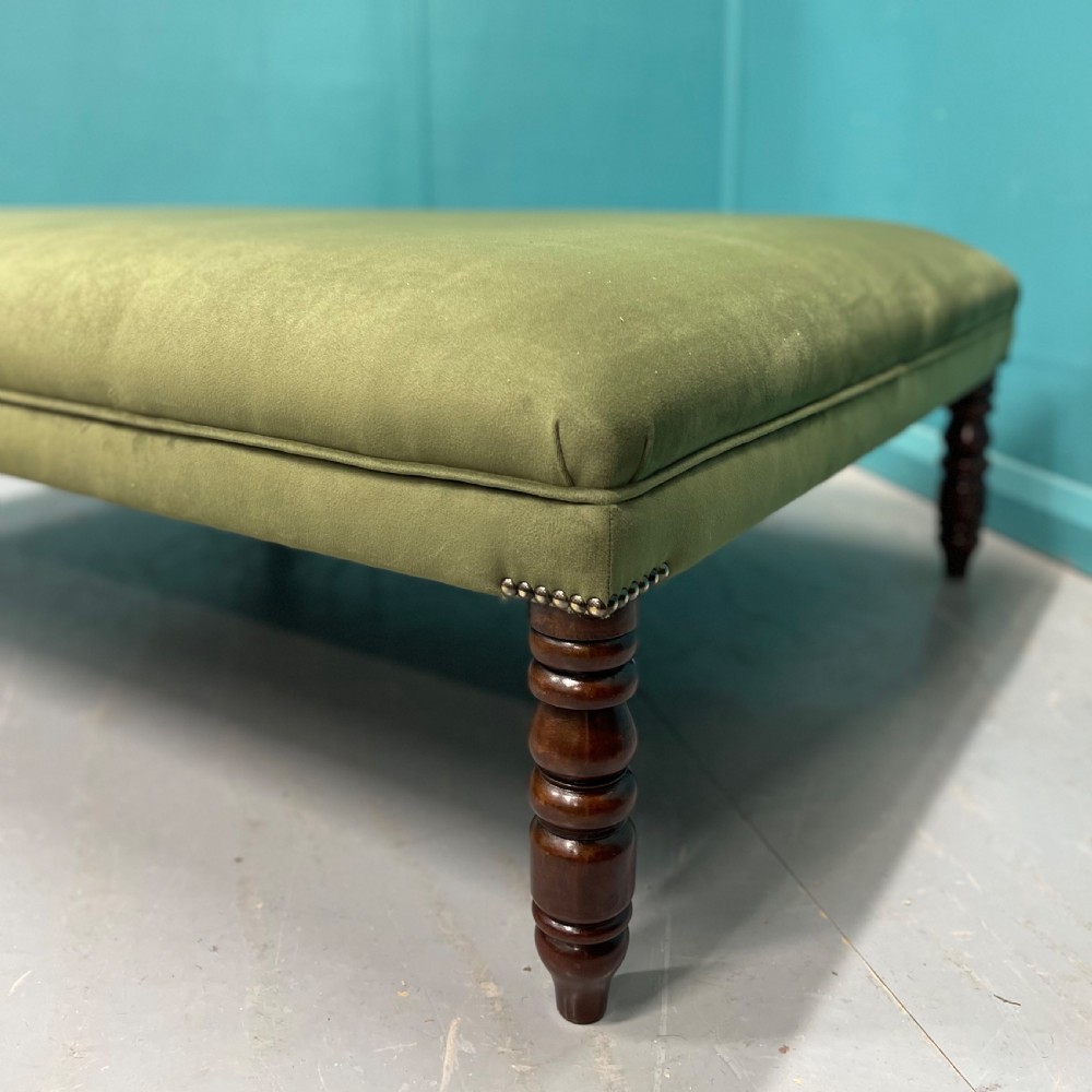 Large newly upholstered crushed velvet ottoman footstool View VII