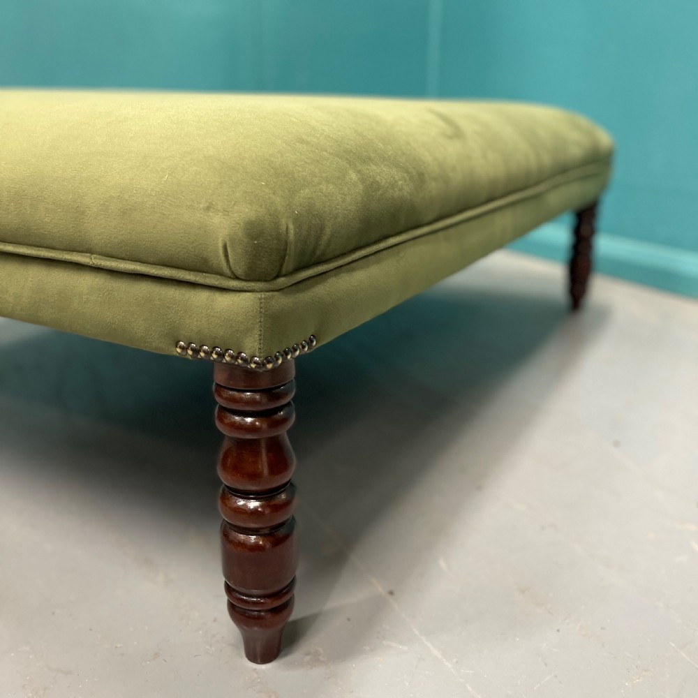 Large newly upholstered crushed velvet ottoman footstool View VIII