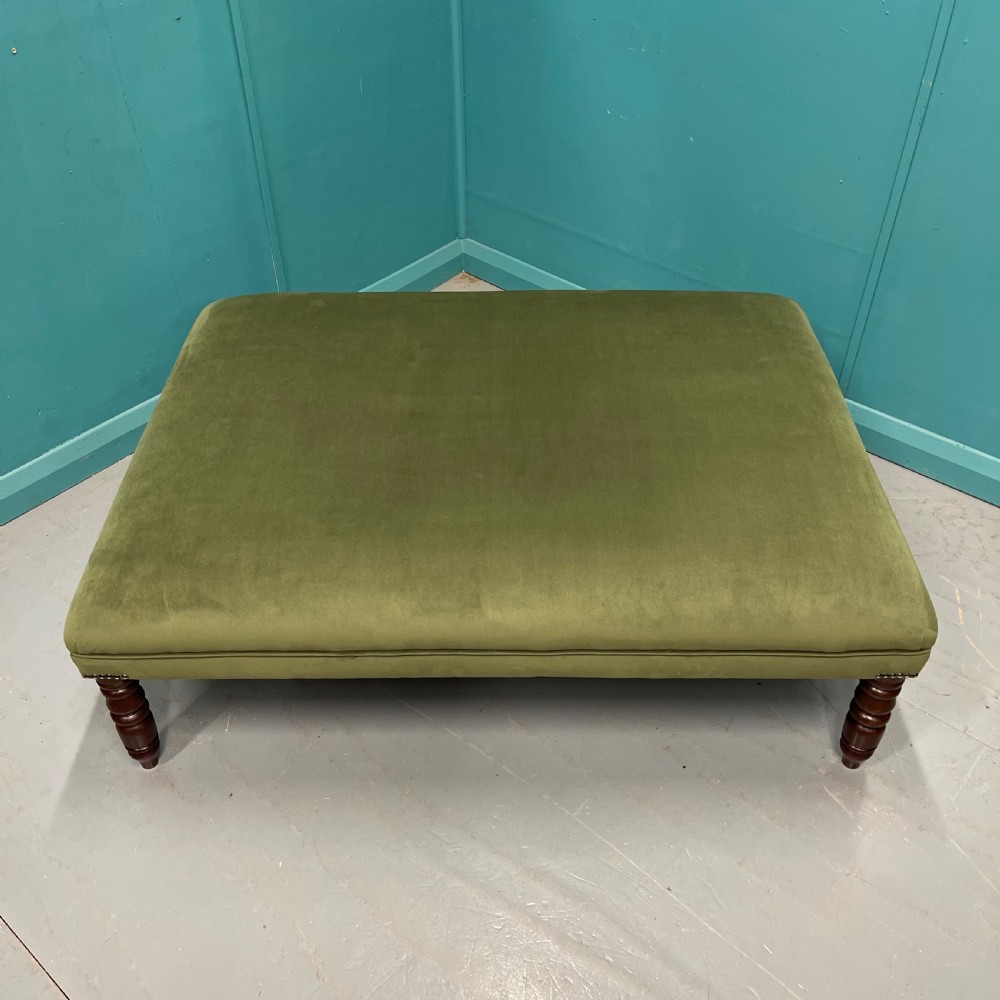 Large newly upholstered crushed velvet ottoman footstool View IX