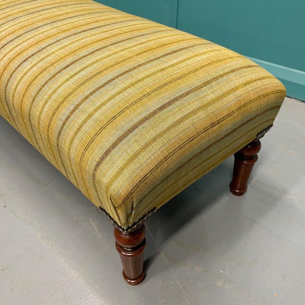 Newly upholstered retro stripes ottoman footstool View III