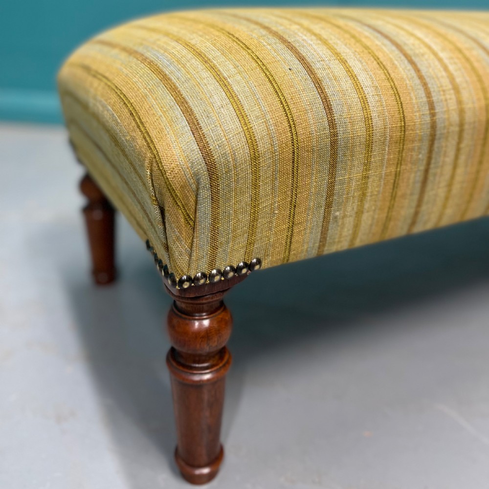 Newly upholstered retro stripes ottoman footstool View V