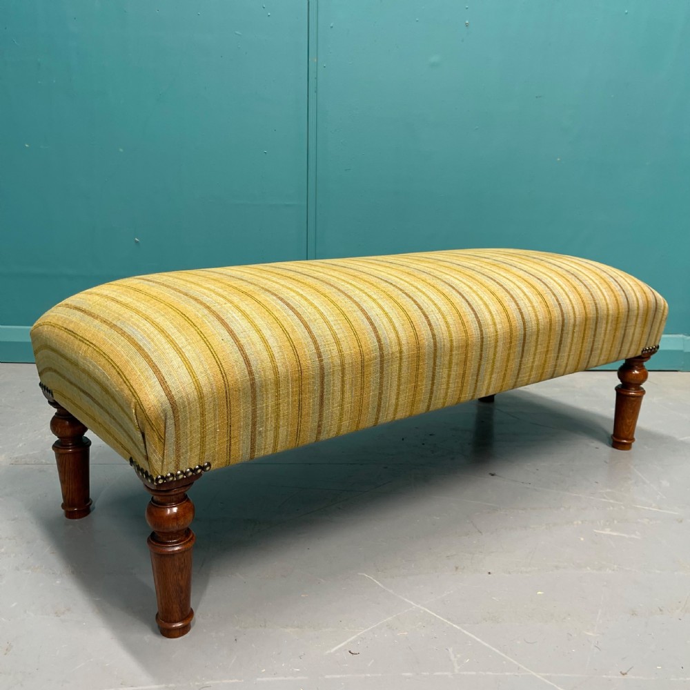 Newly upholstered retro stripes ottoman footstool View VI