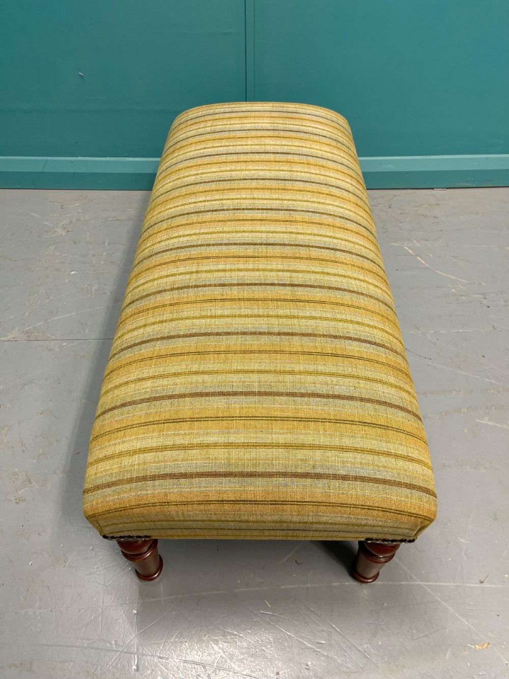 Newly upholstered retro stripes ottoman footstool View VII
