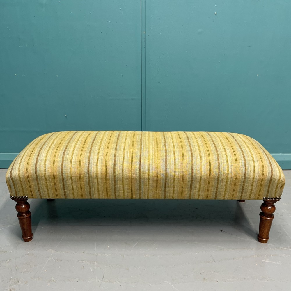 Newly upholstered retro stripes ottoman footstool View VIII