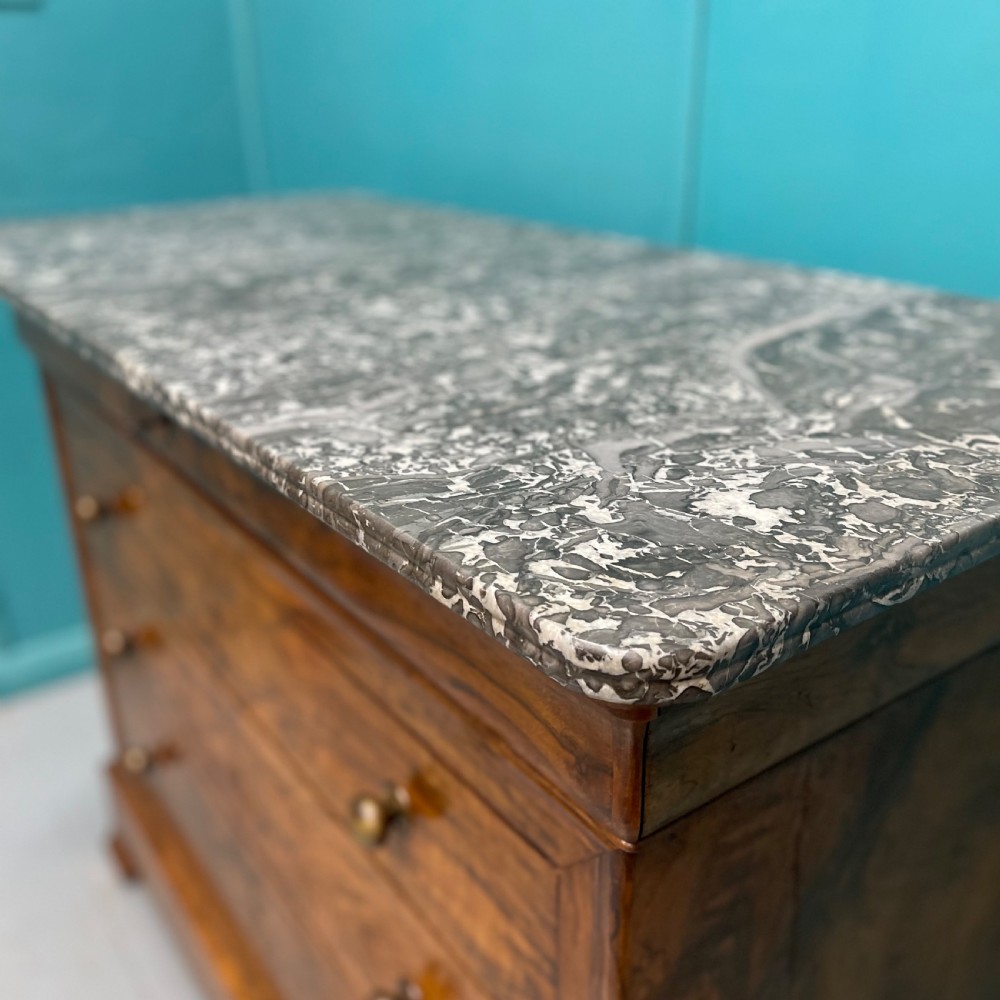 Figured walnut marble top commode  View VI