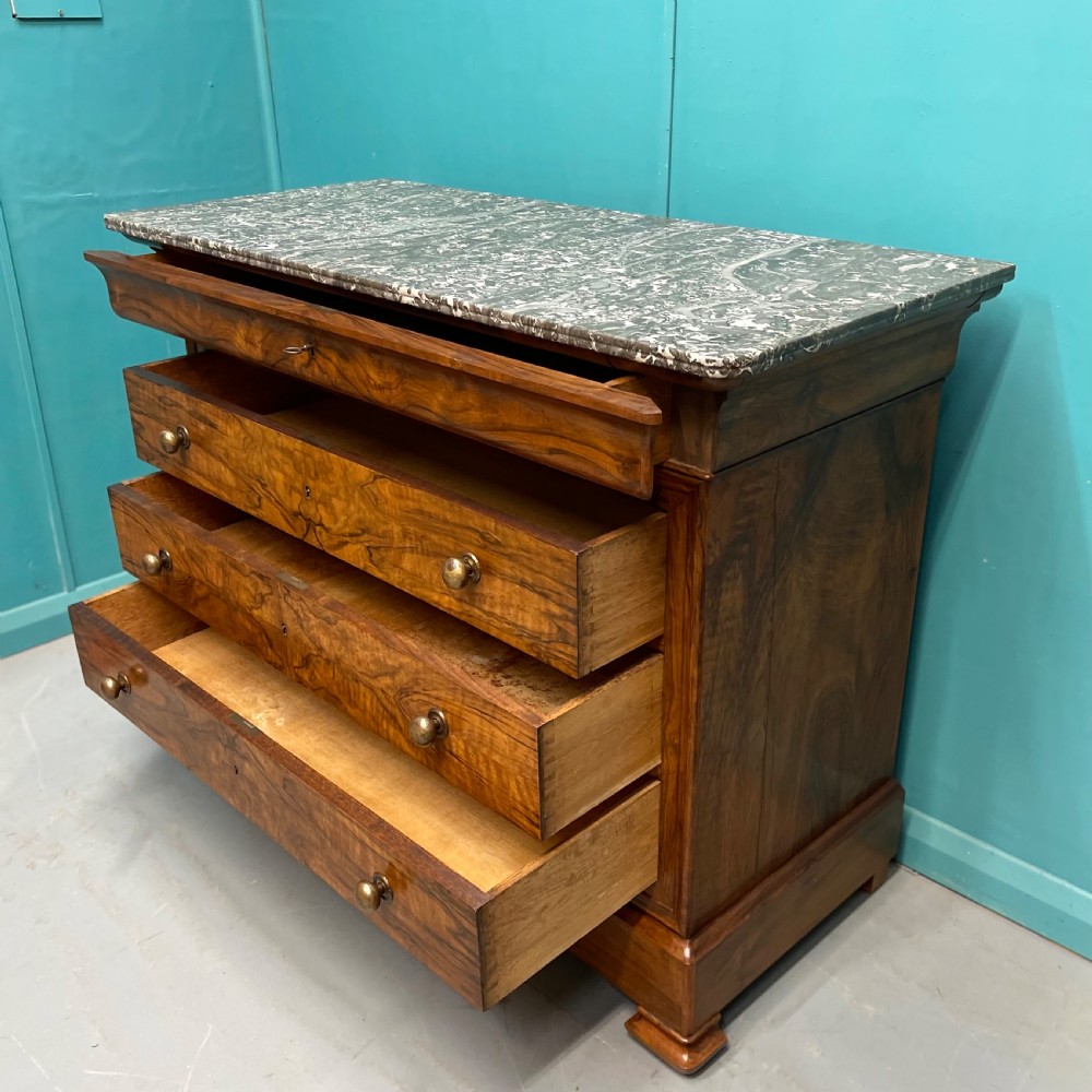 Figured walnut marble top commode  View VII