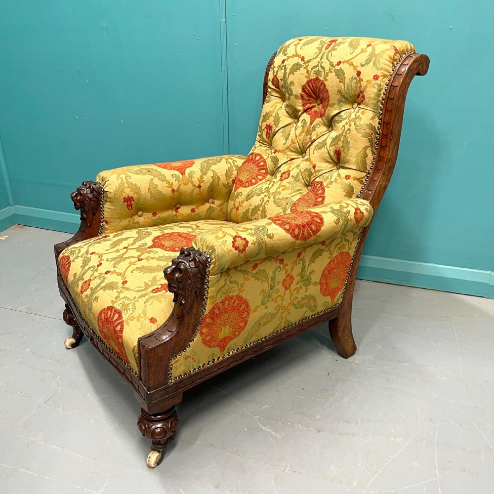 Pair of newly upholstered buttoned library armchairs  View V