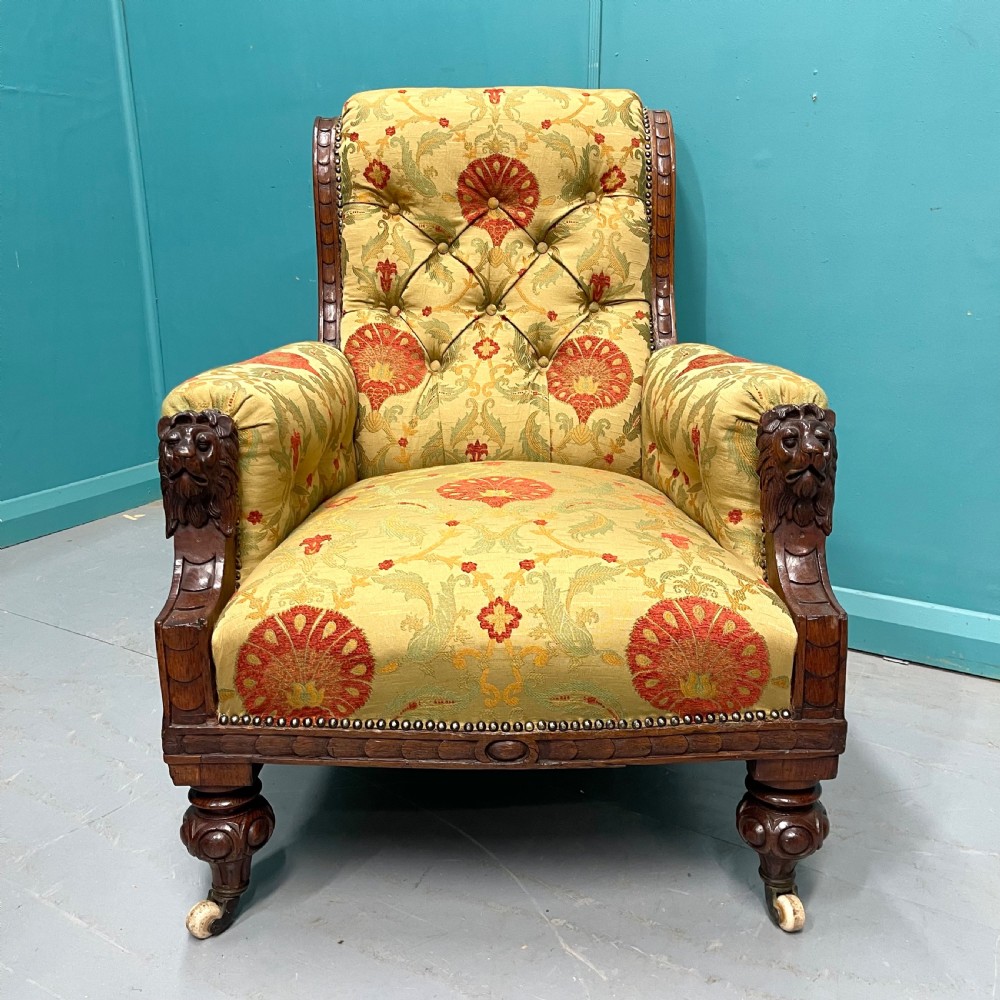Pair of newly upholstered buttoned library armchairs  View VII