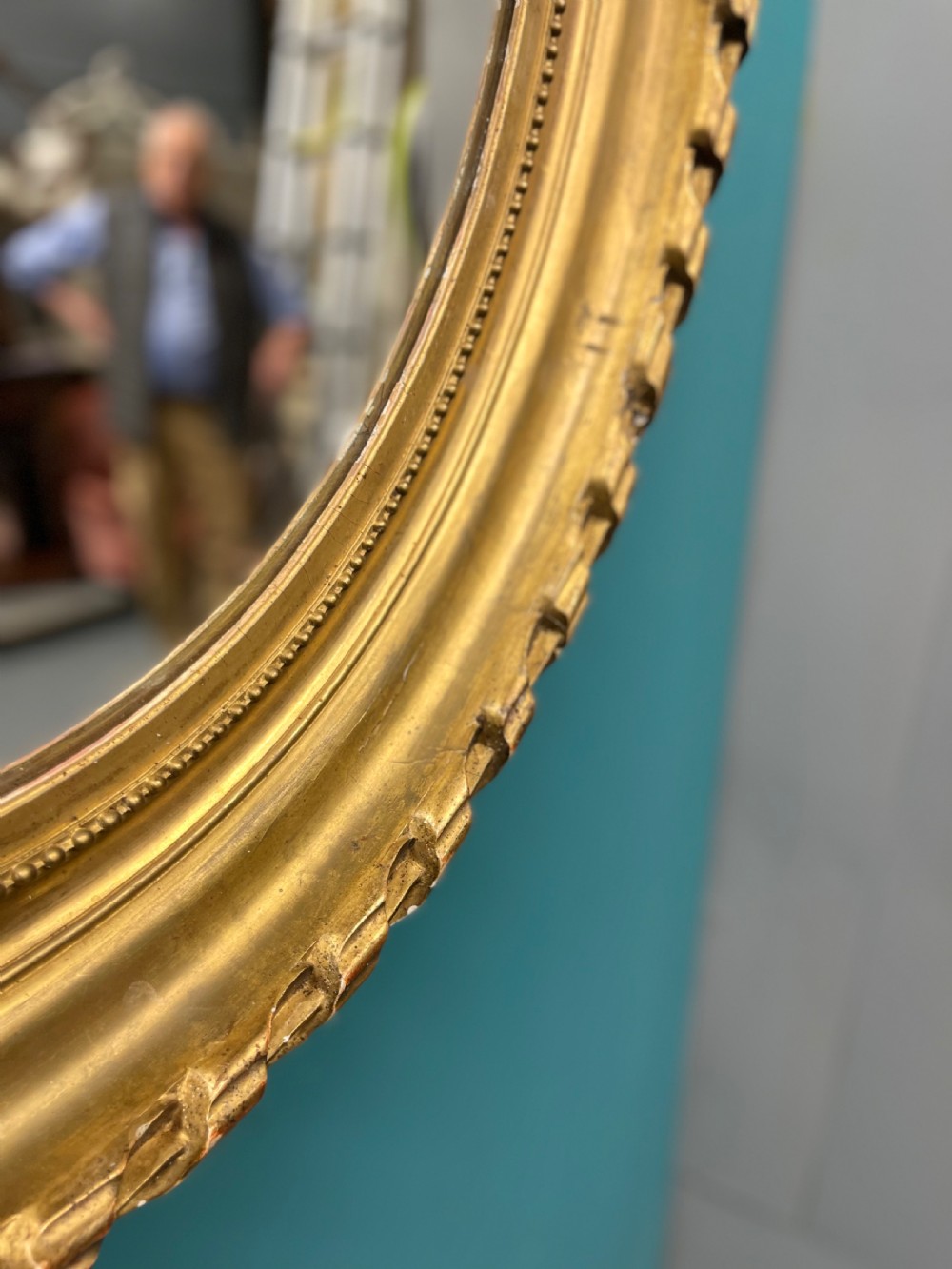 Large pair of French oval gilt mirrors View V