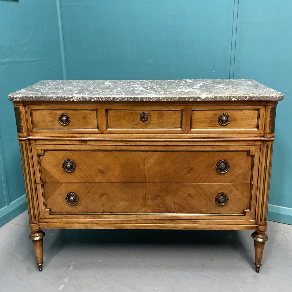 French inlaid fruitwood marble top commode  View VIII