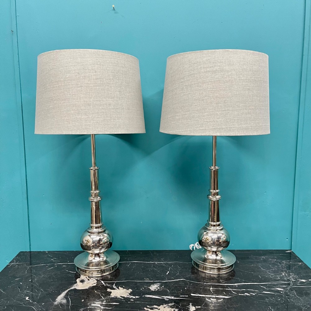 Impressive pair of nickel plated lamps