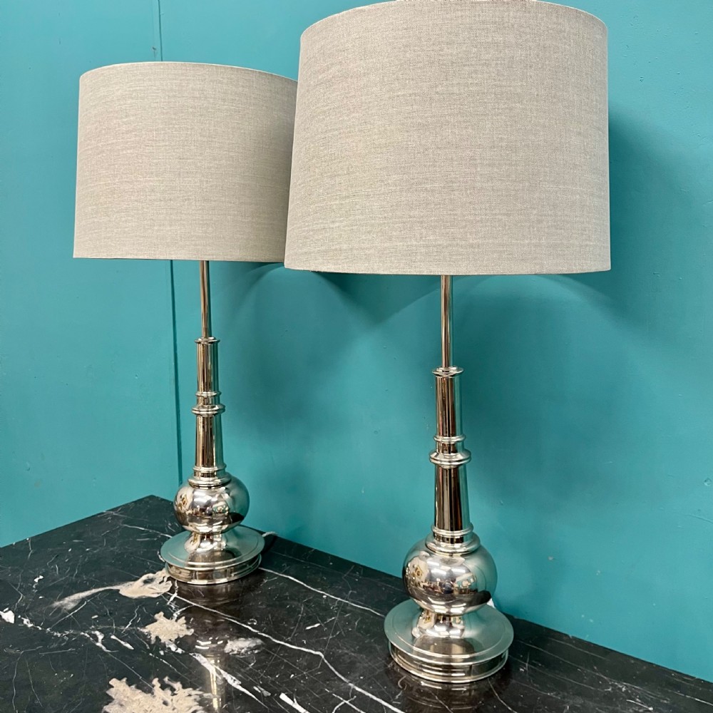 Impressive pair of nickel plated lamps View III