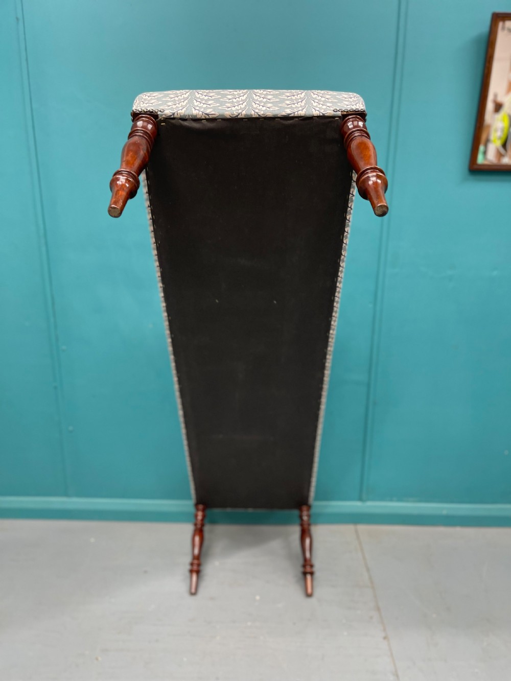 Newly upholstered leaf motif long stool View VII
