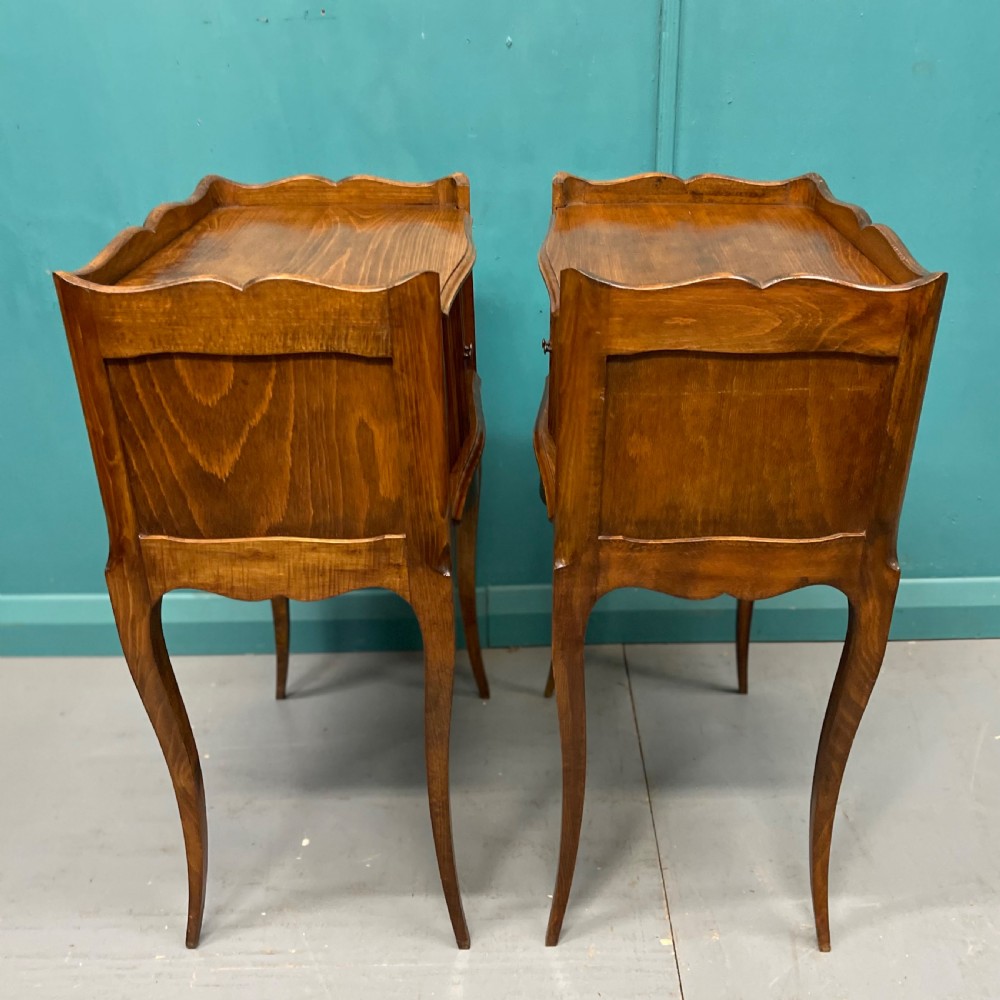 Pair of French tambour bedside lamp tables View VI