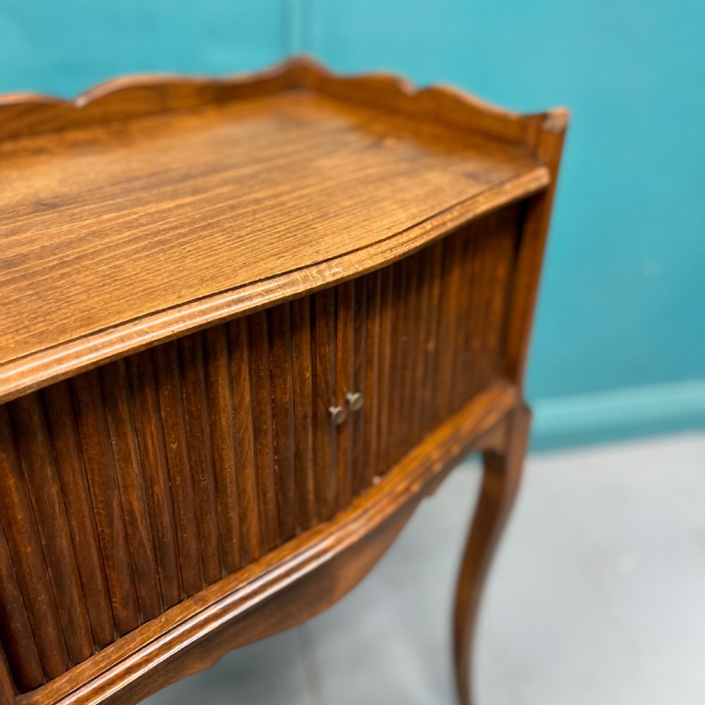 Pair of French tambour bedside lamp tables View X