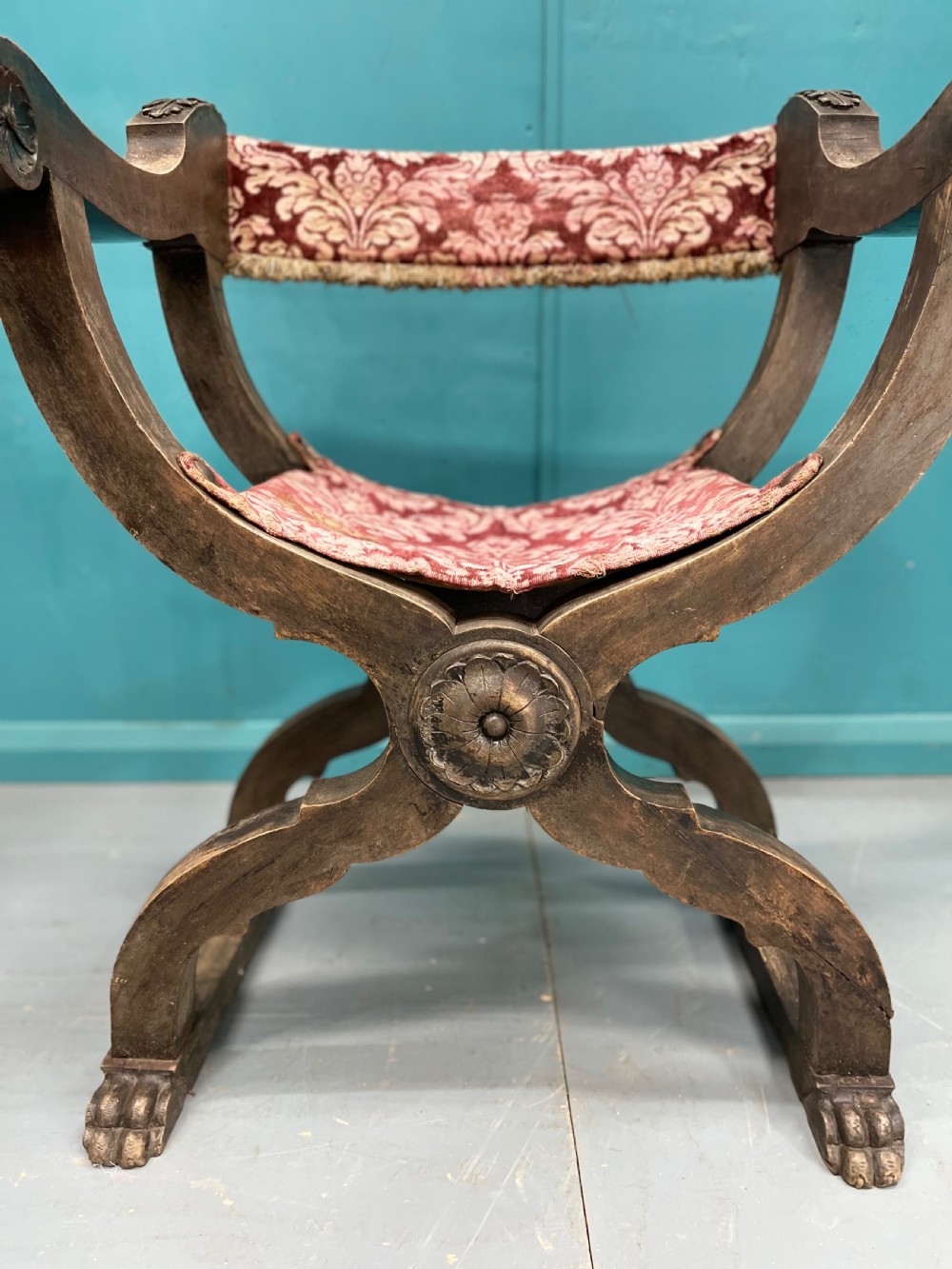 Pair of Spanish X frame hip joint hall chairs View V