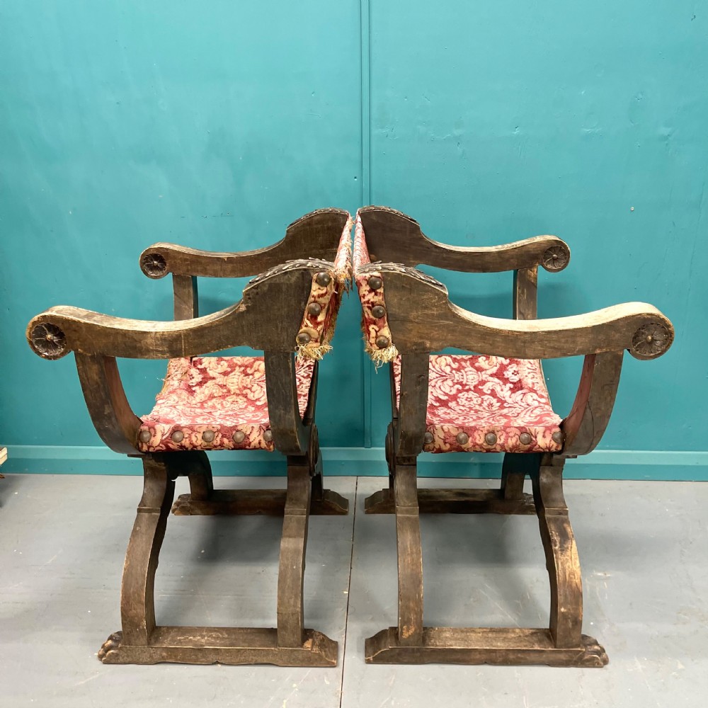 Pair of Spanish X frame hip joint hall chairs View IX