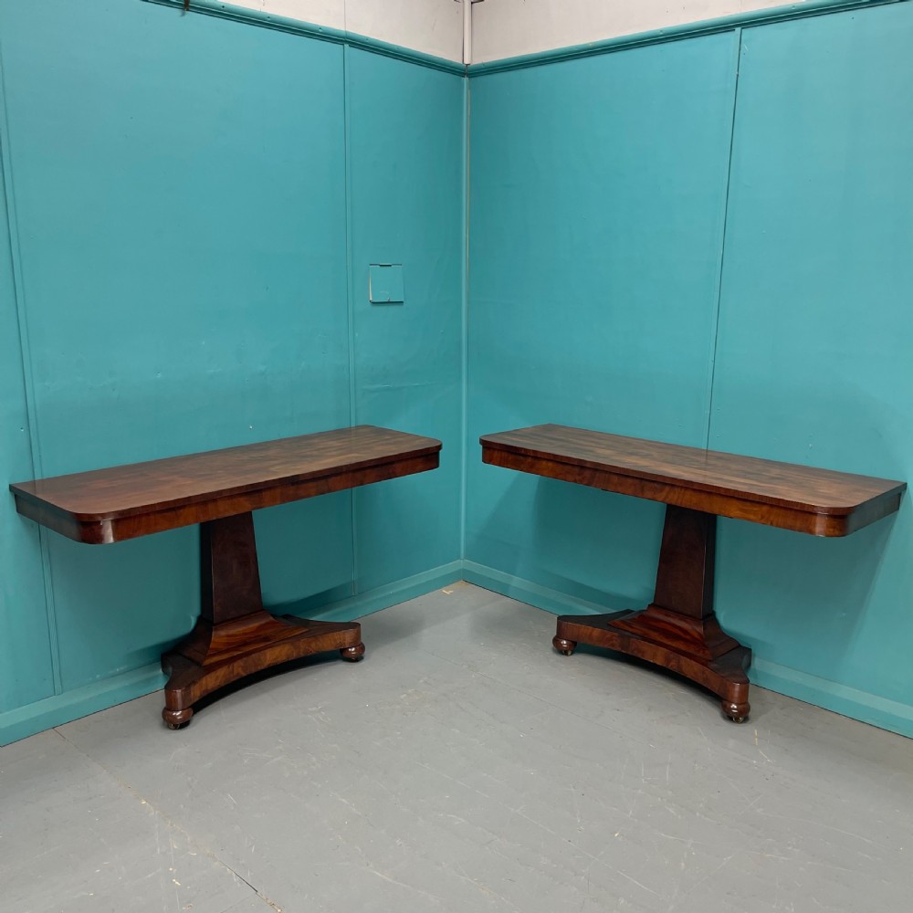 Large pair of William IV mahogany console tables