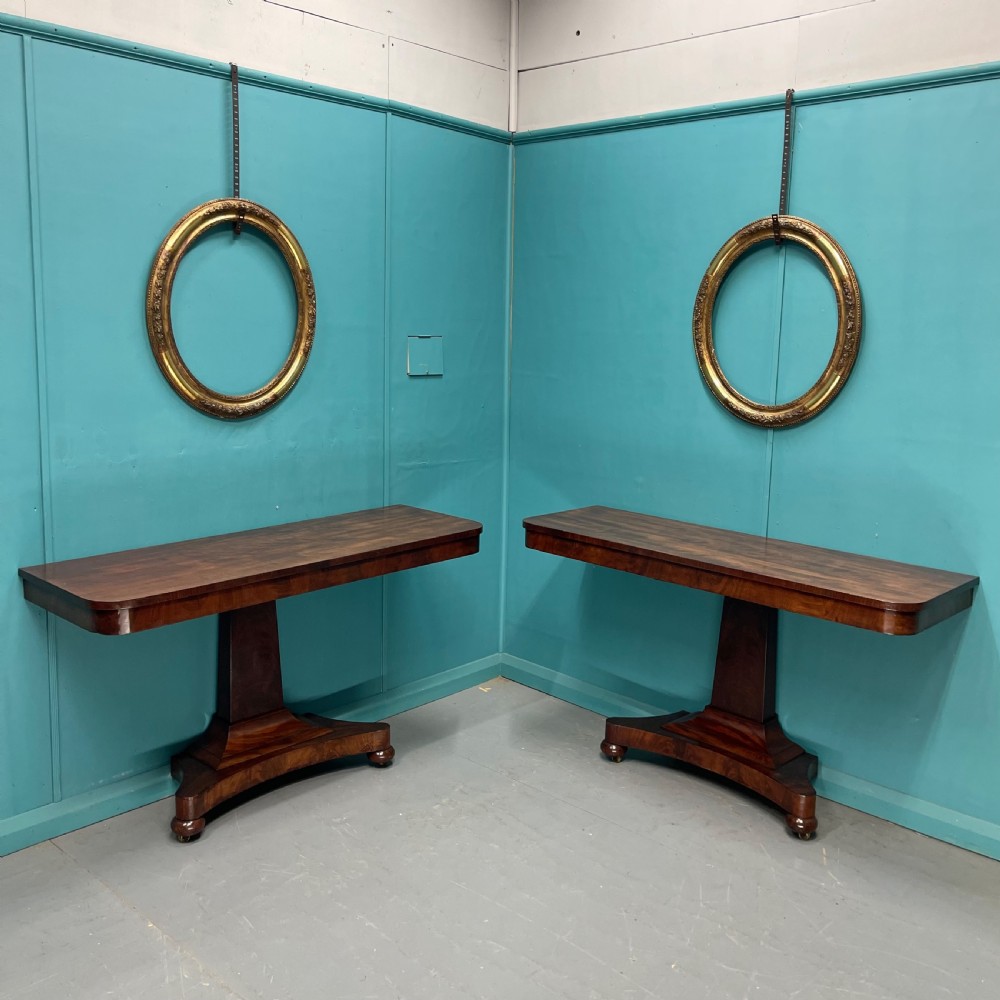 Large pair of William IV mahogany console tables View II