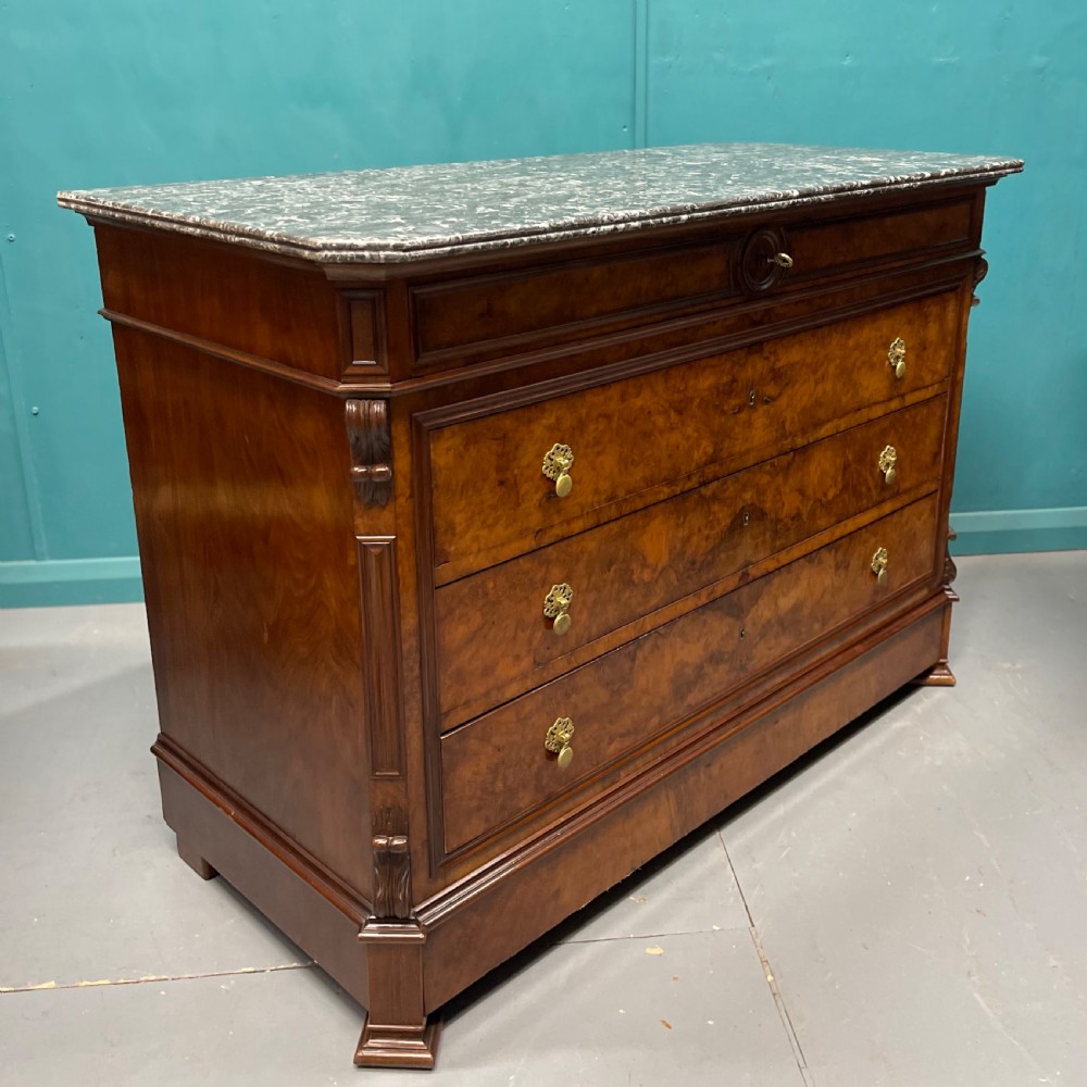 French burr walnut commode with marble top View V