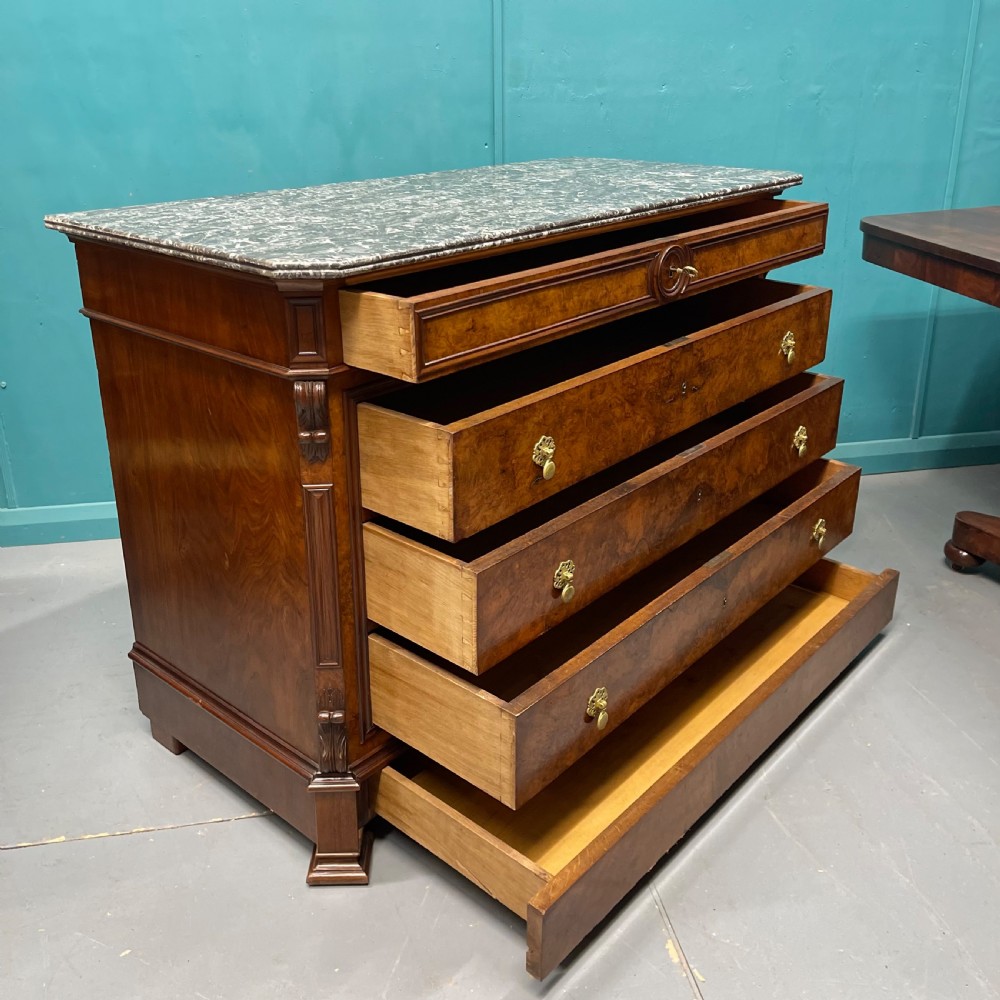 French burr walnut commode with marble top View VI