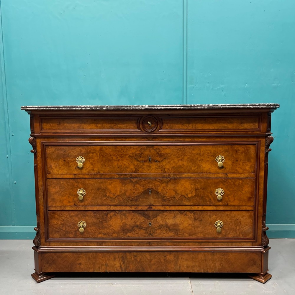 French burr walnut commode with marble top View VII
