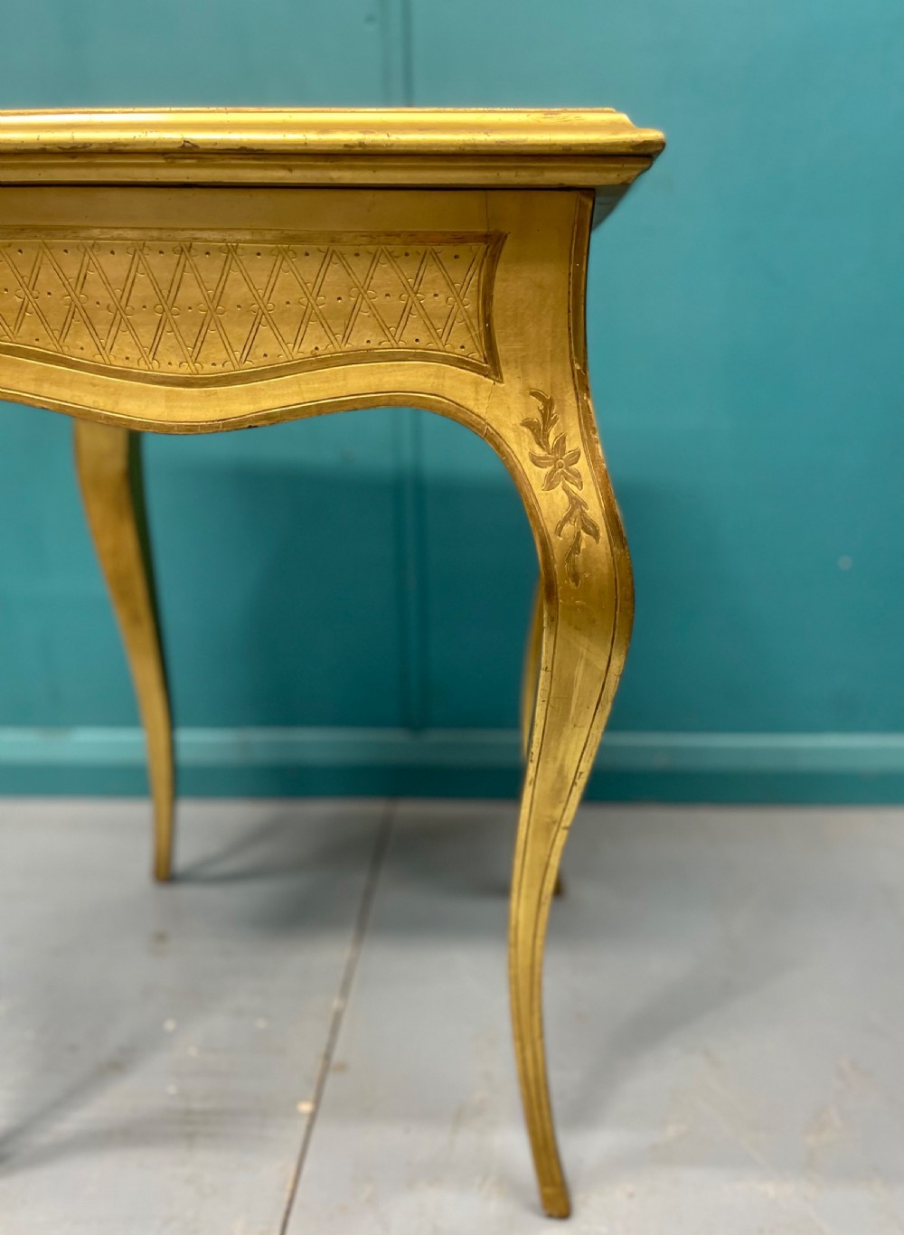Exceptional 19th century gold leaf side lamp table View III
