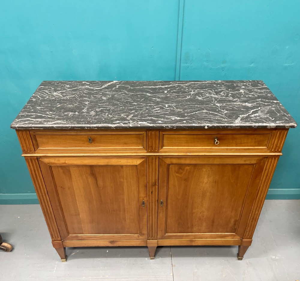 French 19th century marble top buffet server View II