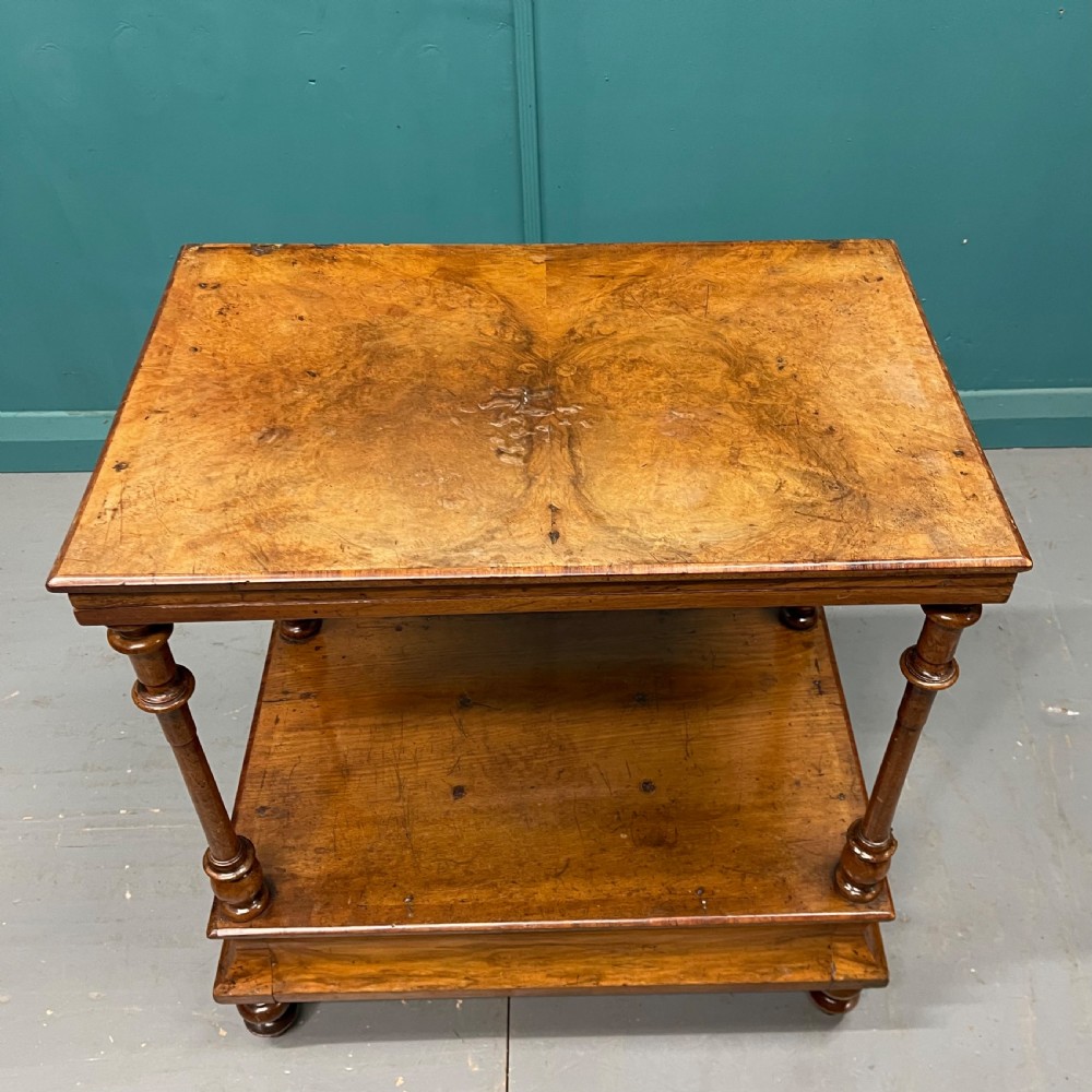 19th century burr walnut side table with concave drawer View IV