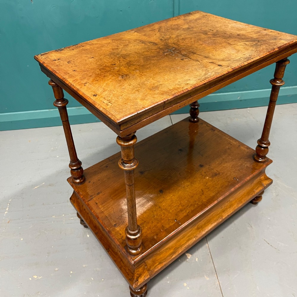 19th century burr walnut side table with concave drawer View V