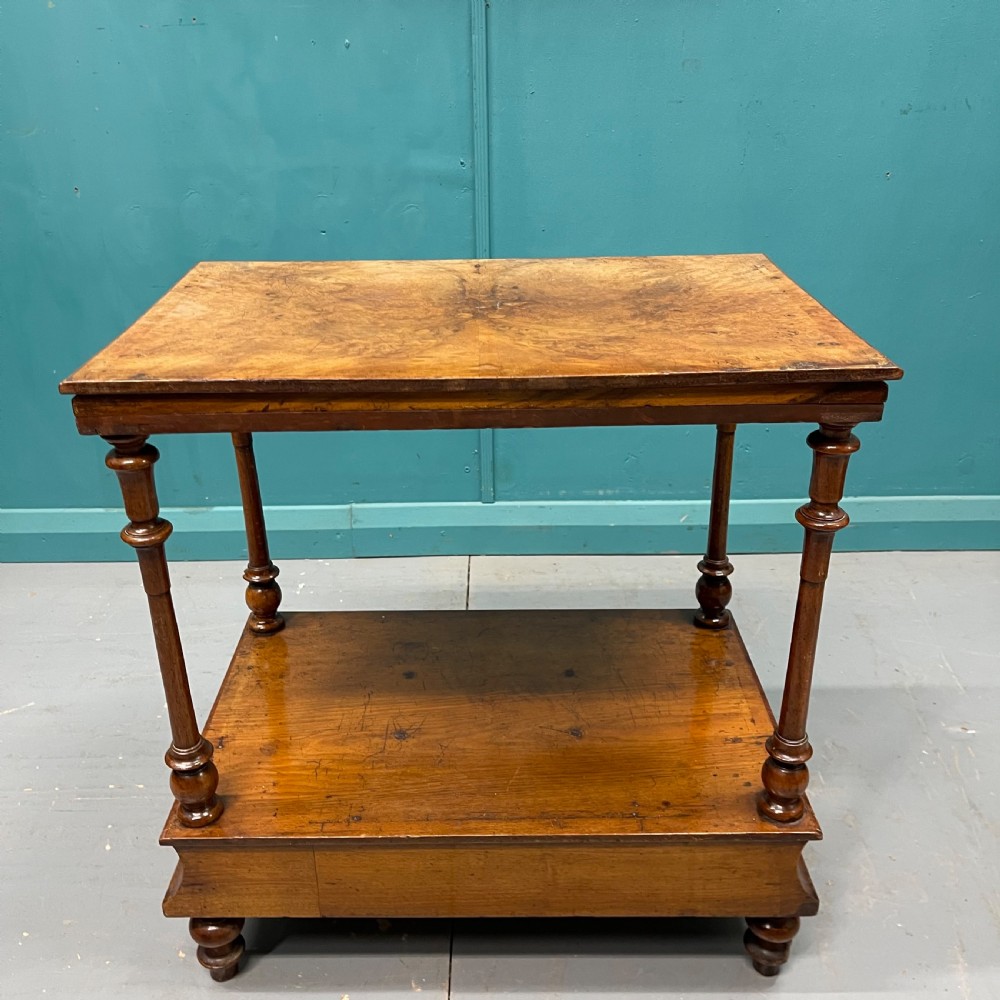 19th century burr walnut side table with concave drawer View VIII